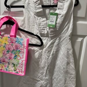 Lilly Pulitzer White Dress with Ruffle Detail